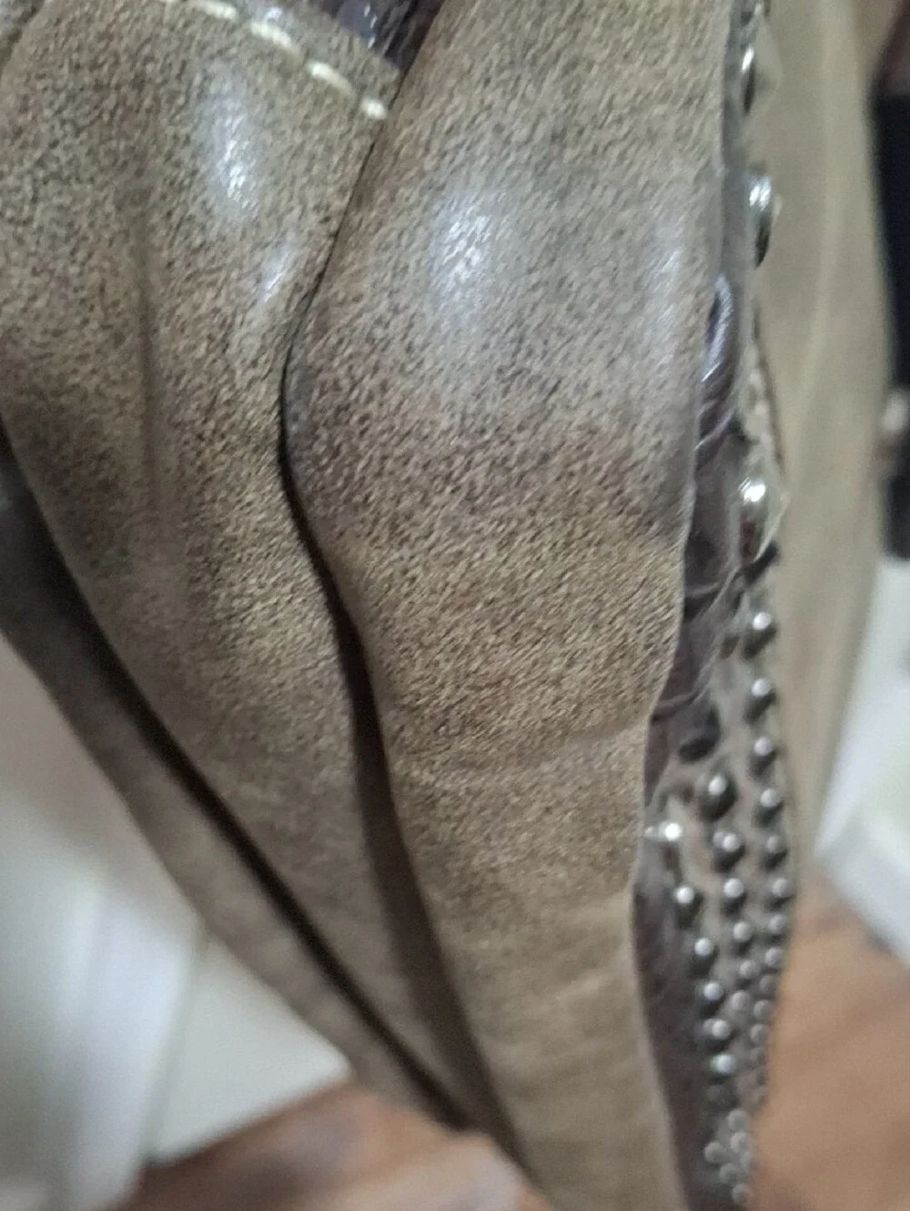 Western Style Brown Embellished Hobo Bag